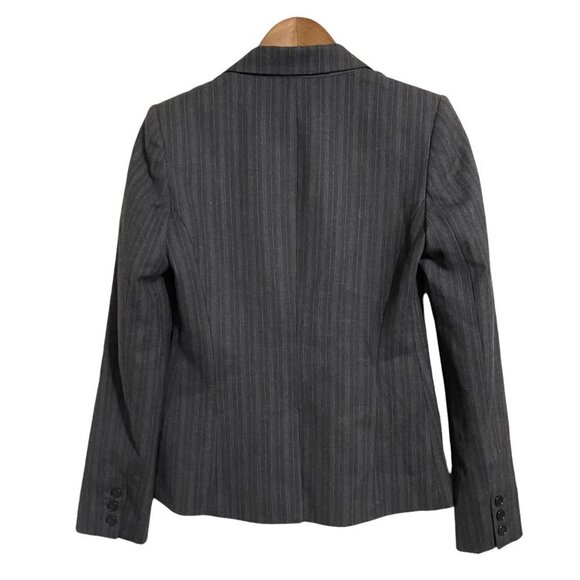 Theory Women's Gray Gabe B Striped Stretch Wool Blend Faux Pockets Blazer Size 4 - Picture 8 of 8
